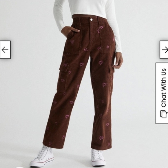 PacSun Pants - PacSun Heartbreaker Brown Corduroy Cargo Pants Size XS Elastic Waist Straight